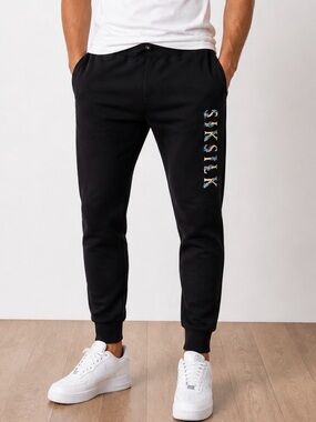 SikSILK Men’s Embroidered Floral Track Pant
